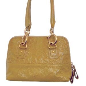 Goldenbleu Parker Quilted Yellow Patent Leather Shoulder Bag
